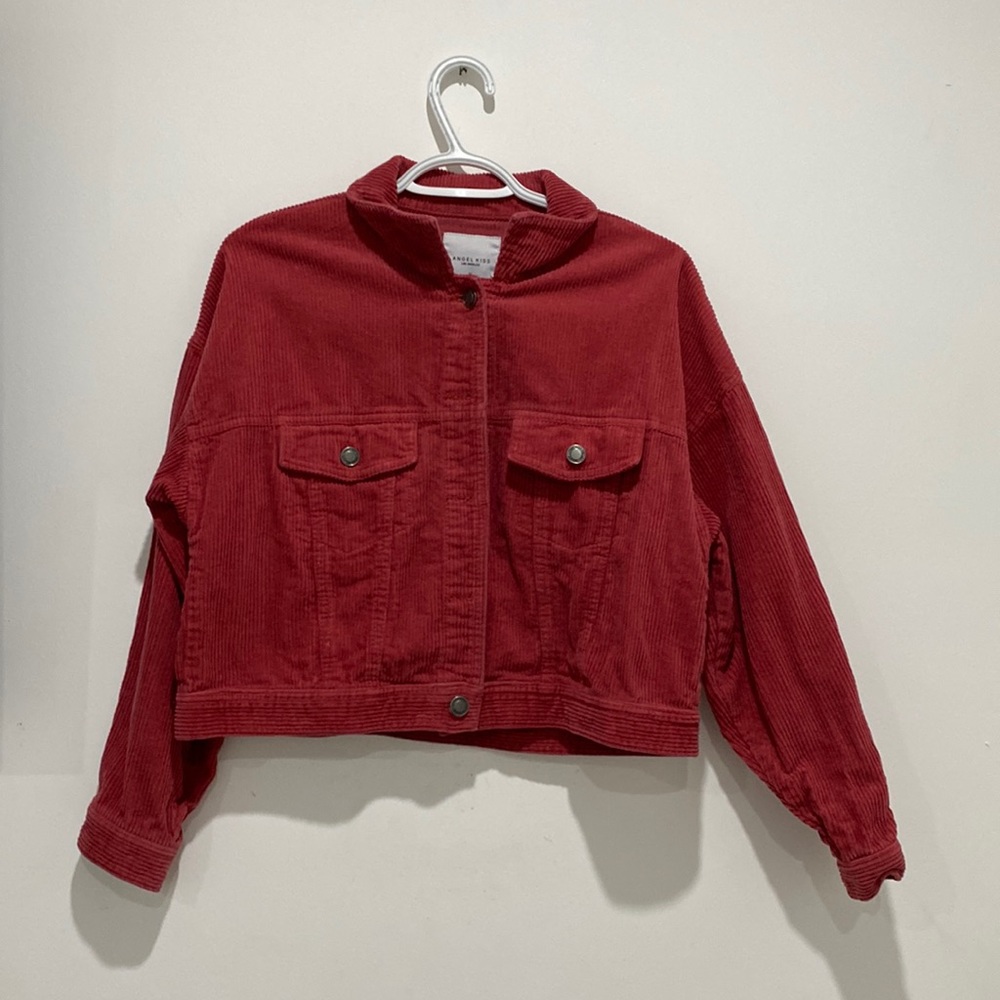 Red Corduroy Cropped Jacket
